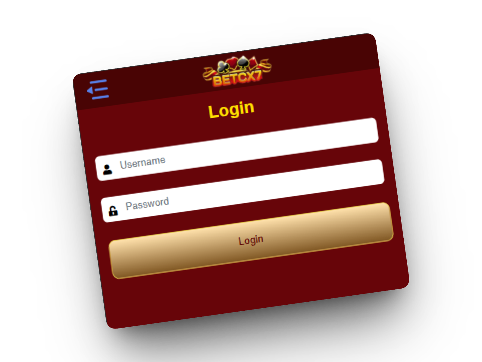 BetCX7 login interface example
